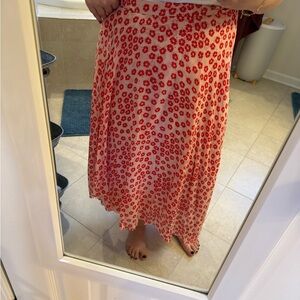 LK Bennett Krasner Skirt Asymmetrical Red Floral Skirt